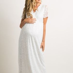 Maternity- White Lace Maxi Dress